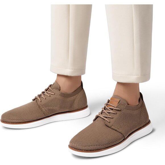 🆕Bruno Marc Men Light/Brown Knit Flex Mesh Oxfords Lace-Up Lightweight Sneakers - Picture 5 of 12